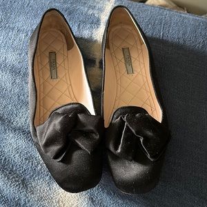 Prada Black Suede Bow Detail Smoking Slippers Size 40 1/2